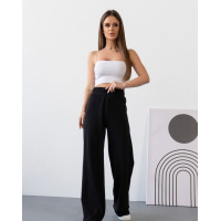 Черные широкие штаны в рубчик