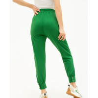 Зелені брюки трикотажні з декоративними манжетами