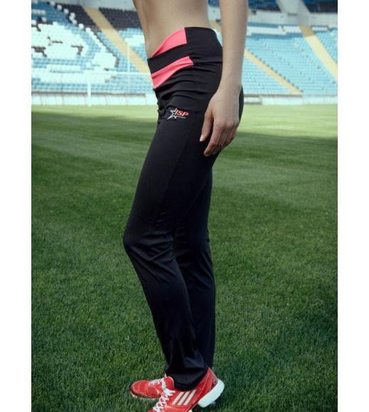 Чорні спортивні штани з рожевим поясом
