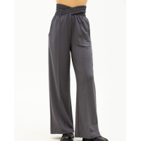 Серые свободные брюки с двойной резинкой