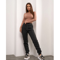 Темно-серые утепленные штаны с асимметричными манжетами