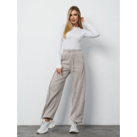 Светло-серые утепленные брюки багги на кулисках