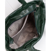 Вместительная дутая сумка из зеленой эко-кожи