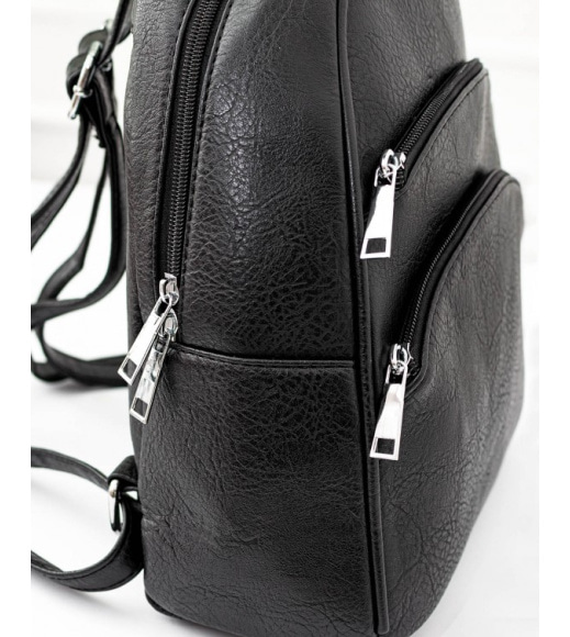 Чорний рюкзак з еко-шкіри