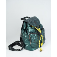 Зелений болоньєвий стьобаний рюкзак з кишенями