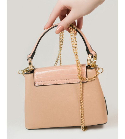 Розовая маленькая сумка-чемоданчик из эко-кожи