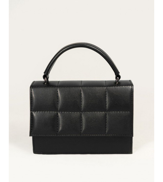 Черная каркасная стеганая сумка-чемоданчик