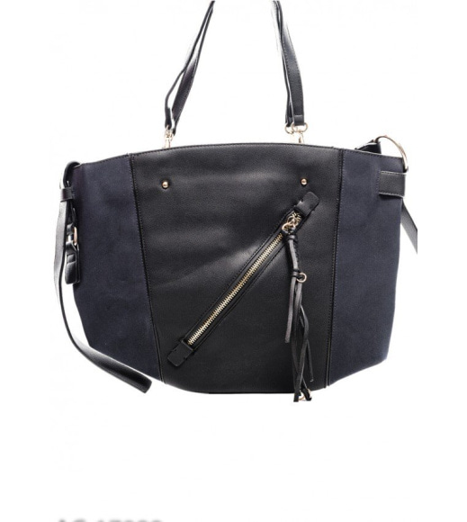 Чорна сумочка з темно-синіми боками