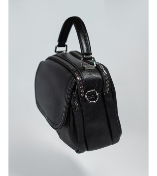 Сумка-чемоданчик из черной эко-кожи