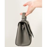 Сіра сумка-валізка з тисненої еко-шкіри