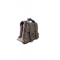 Серая сумочка в стиле ретро из прошитой эко-кожи на тонком ремешке