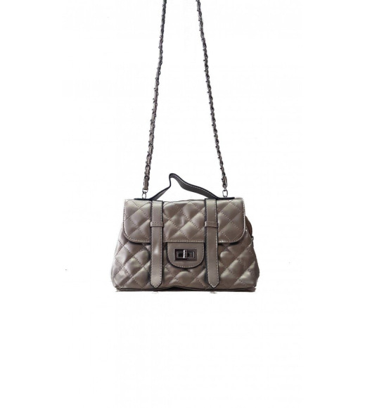 Сіра сумочка в стилі ретро з прошитою еко-шкіри на тонкому ремінці