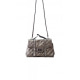 Сіра сумочка в стилі ретро з прошитою еко-шкіри на тонкому ремінці