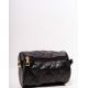 Чорна стьобана сумка-багет на блискавці