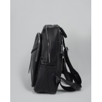 Чорний рюкзак з еко-шкіри з кишенями