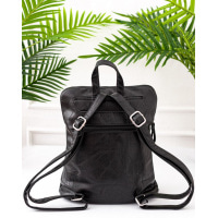 Чорний прямокутний рюкзак із еко-шкіри