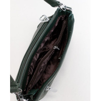 Зелена шкіряна сумка на три відділення