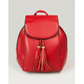 Красный маленький рюкзак из эко-кожи с кисточками
