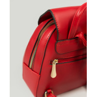 Червоний маленький рюкзак з еко-шкіри з пензликами