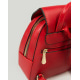 Червоний маленький рюкзак з еко-шкіри з пензликами