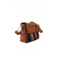 Коричнева жіноча сумочка-клатч з кольоровими пензлями