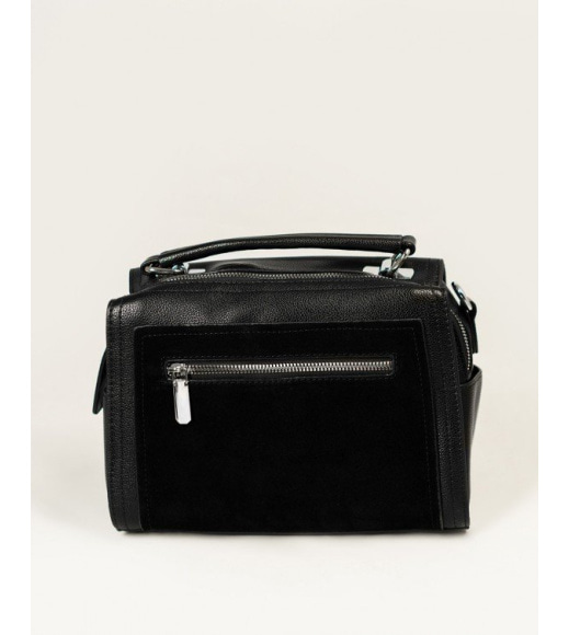 Прямокутна чорна сумка-валізка з еко-шкіри