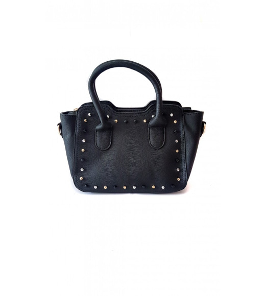 Черная женская сумочка с золотистыми и черными металлическими шипами