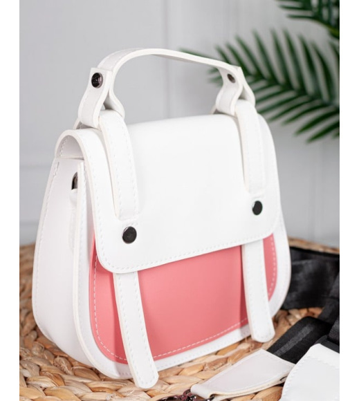 Бело-розовая маленькая сумочка с ручкой