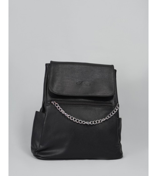 Чорна шкіряна сумка-рюкзак