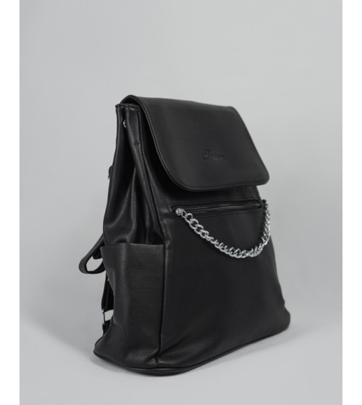 Чорна шкіряна сумка-рюкзак