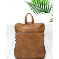 Коричневый прямоугольный рюкзак из эко-кожи