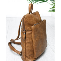 Коричневый прямоугольный рюкзак из эко-кожи