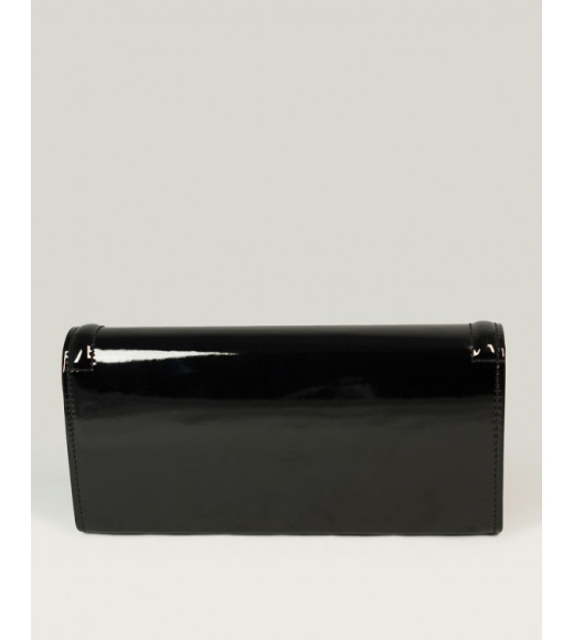 Черная сумка клатч из лаковой эко-кожи