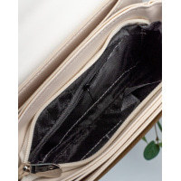 Бежево-коричневая сумка-чемоданчик с вставками