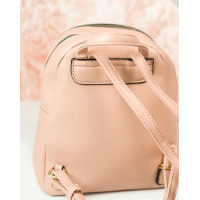 Розовый кожаный рюкзак со съемным кошельком