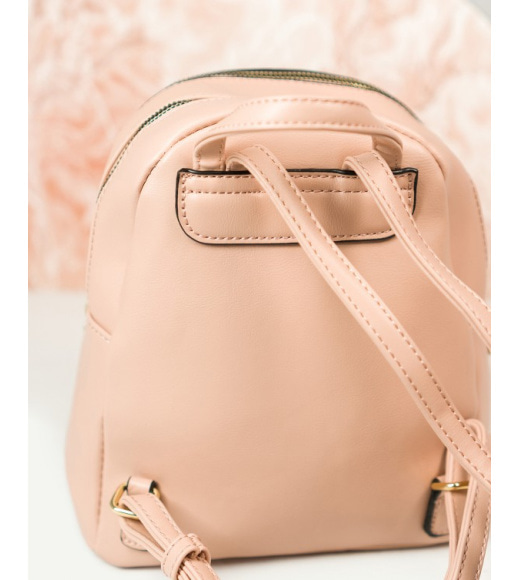 Рожевий шкіряний рюкзак зі знімним гаманцем