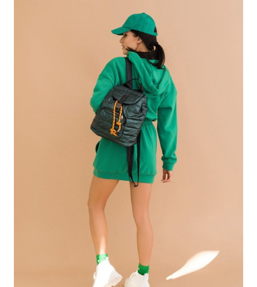 Зеленый болоньевый стеганый рюкзак