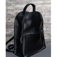 Черный кожаный рюкзак с ручкой