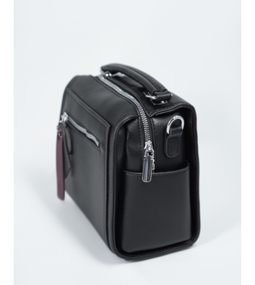 Чорна каркасна квадратна сумка-валізка