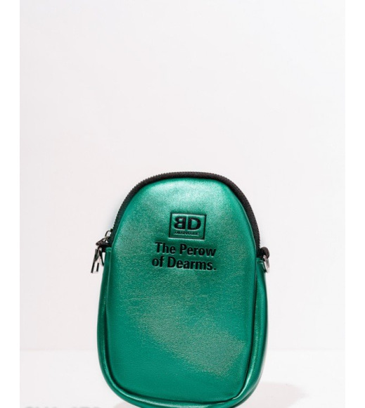 Зеленая маленькая овальная сумка из эко-кожи