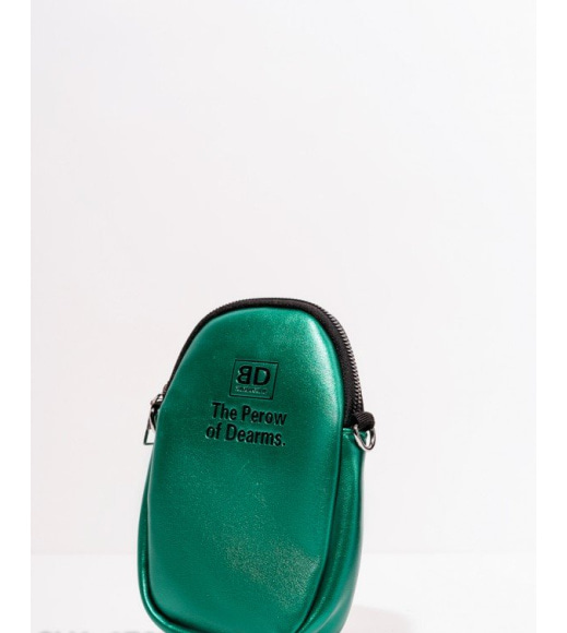 Зелена маленька овальна сумка з еко-шкіри