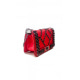 Красный кожаный клатч с отделкой серебристыми цепочками
