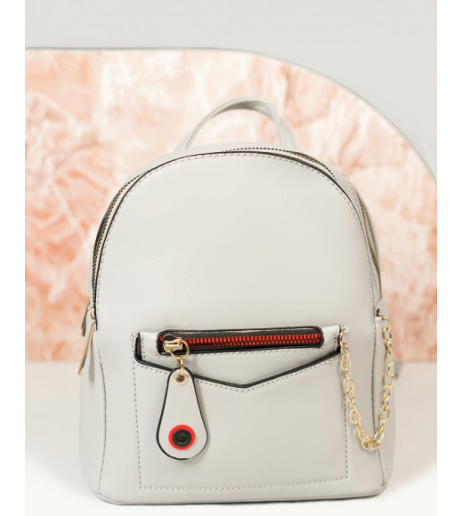 Світло-сірий шкіряний рюкзак зі знімним гаманцем