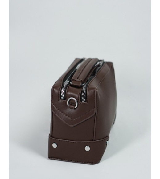 Маленькая коричневая сумка-чемоданчик с двумя отделениями