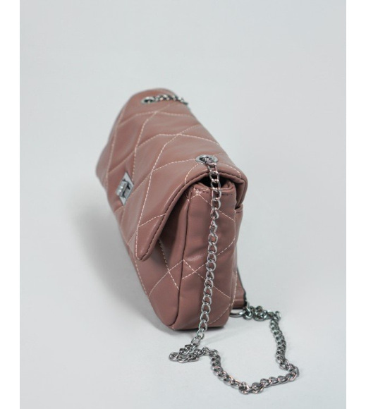Темно-рожева стьобана сумка з еко-шкіри