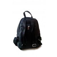 Черный комбинированный рюкзак из кожи и текстиля с цветными полосами впереди