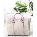 Бежево-розовая текстильная сумка