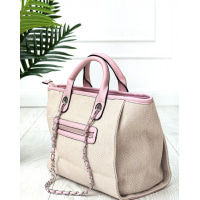 Бежево-рожева текстильна сумка