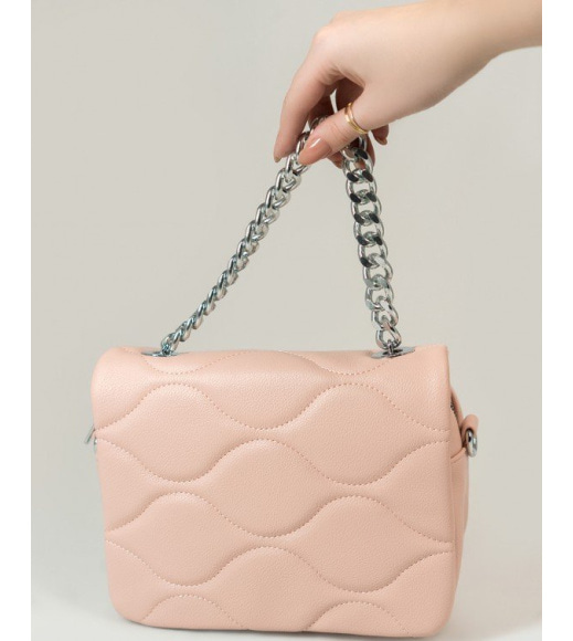 Рожева стьобана сумка з еко-шкіри