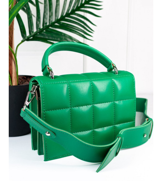 Зелена каркасна стьобана сумка-валіза